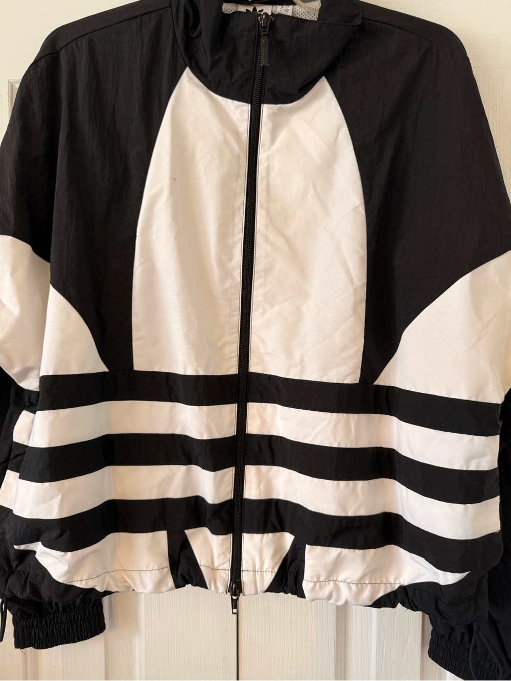 Vintage Adidas Black White Trefoil Windbreaker Jacket | Full Zip Track Jacket | - Picture 8 of 10